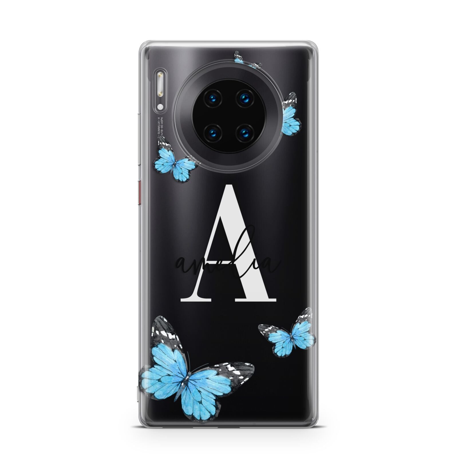 Blue Butterflies with Initial and Name Huawei Mate 30 Pro Phone Case