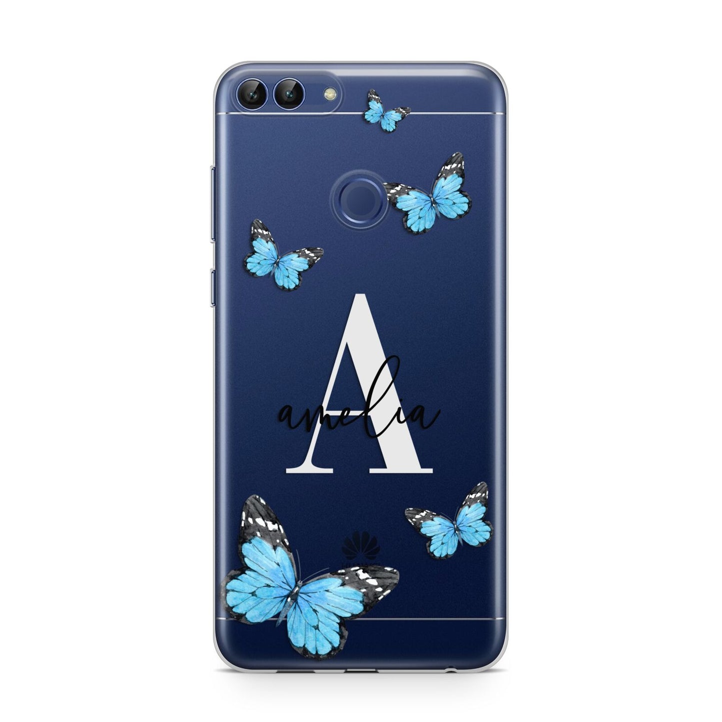 Blue Butterflies with Initial and Name Huawei P Smart Case
