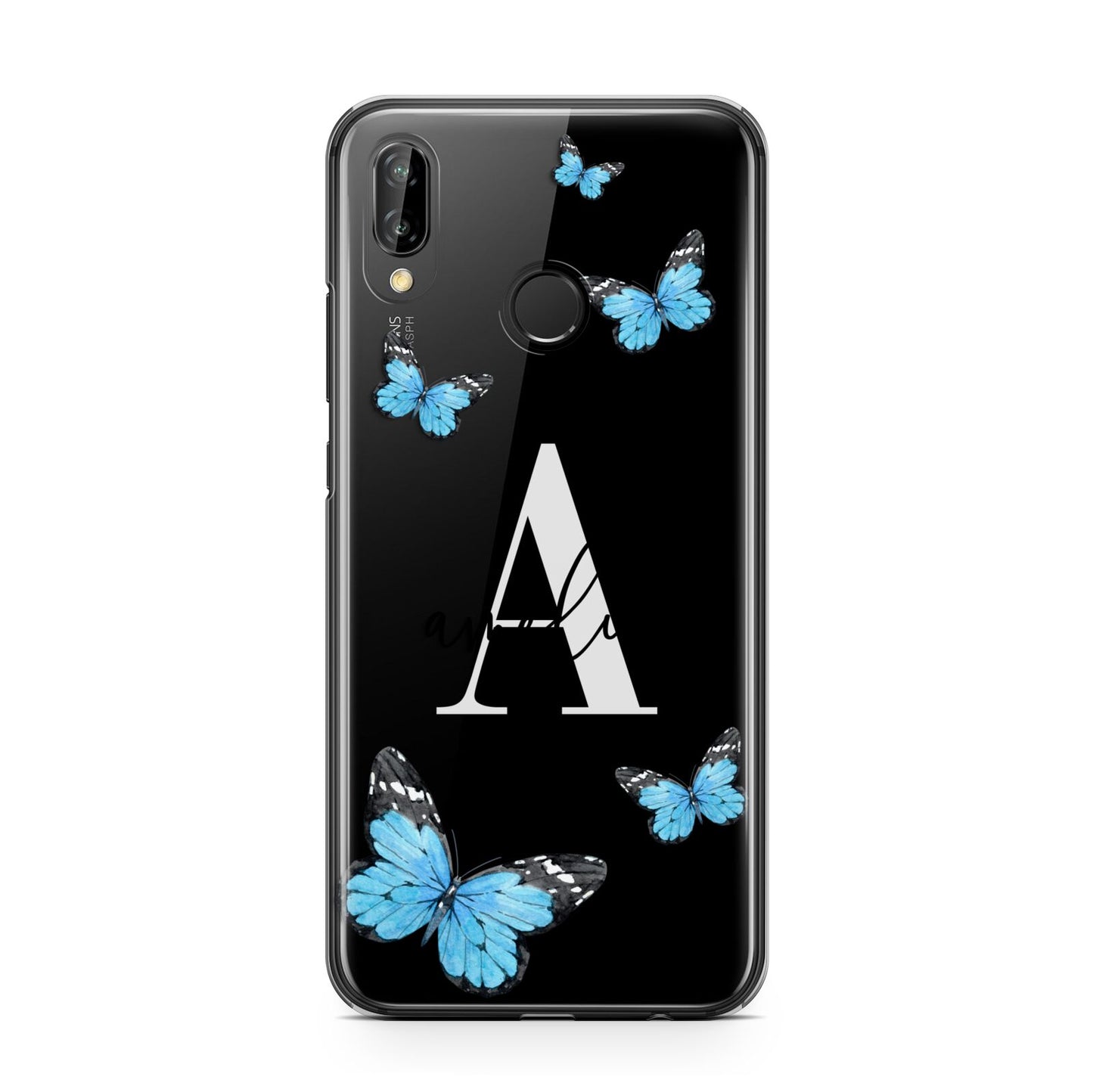 Blue Butterflies with Initial and Name Huawei P20 Lite Phone Case