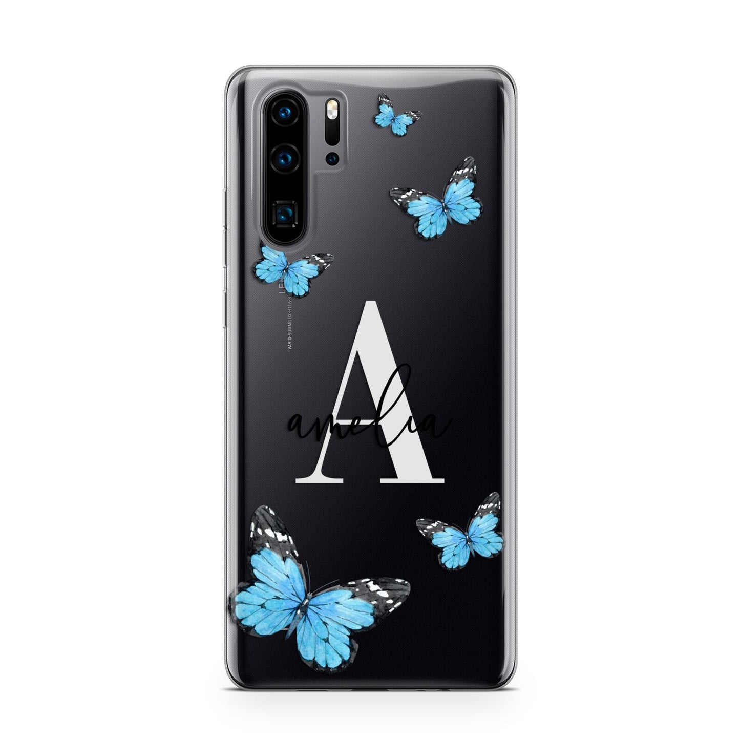 Blue Butterflies with Initial and Name Huawei P30 Pro Phone Case