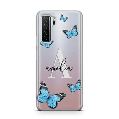 Blue Butterflies with Initial and Name Huawei P40 Lite 5G Phone Case