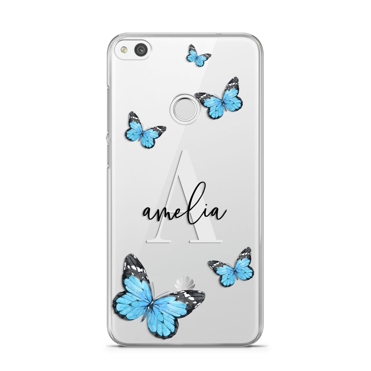 Blue Butterflies with Initial and Name Huawei P8 Lite Case