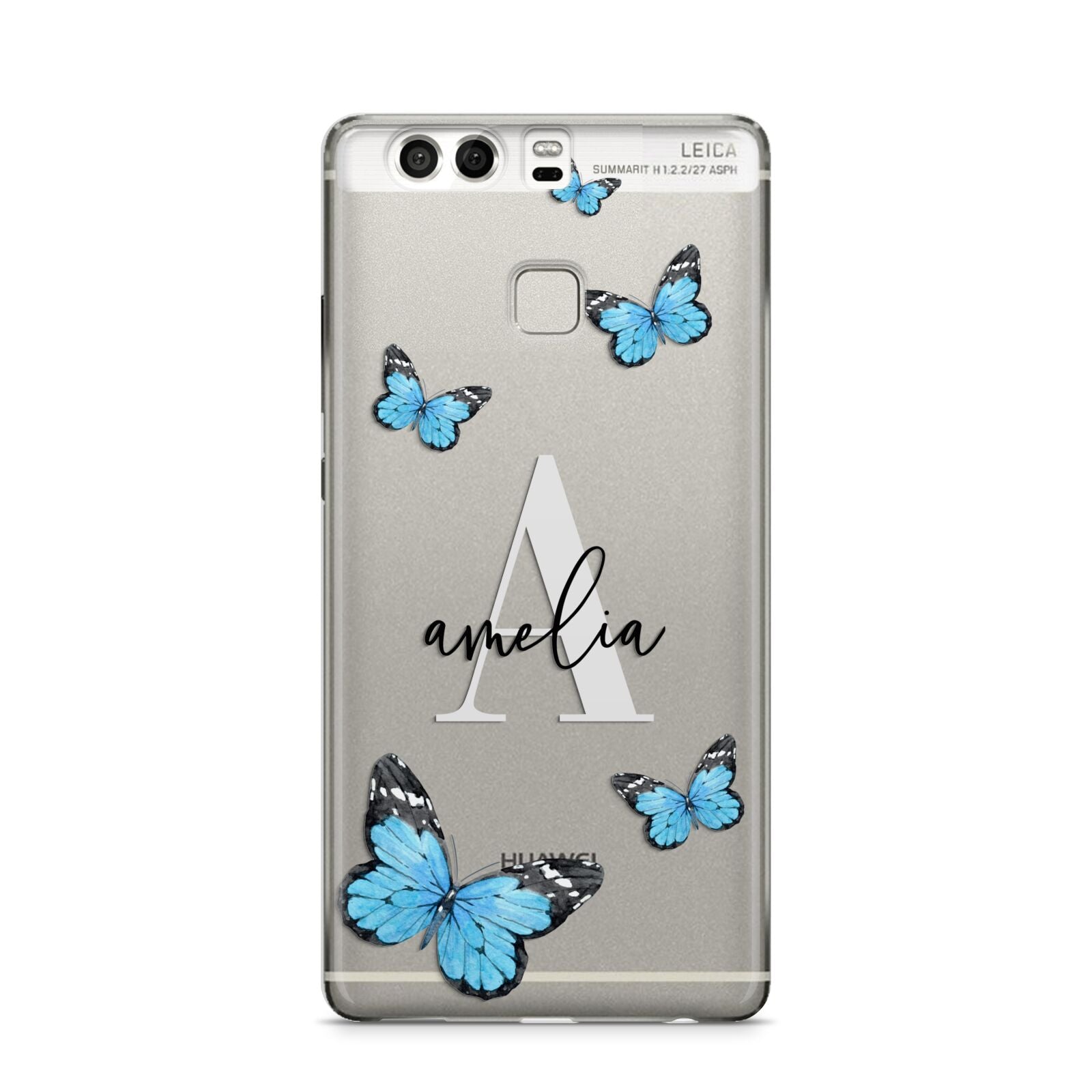 Blue Butterflies with Initial and Name Huawei P9 Case