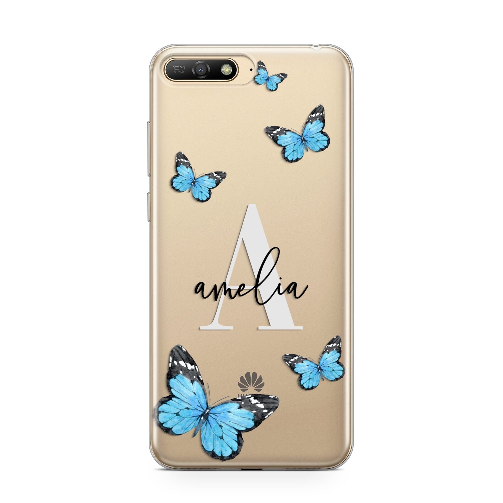 Blue Butterflies with Initial and Name Huawei Y6 2018