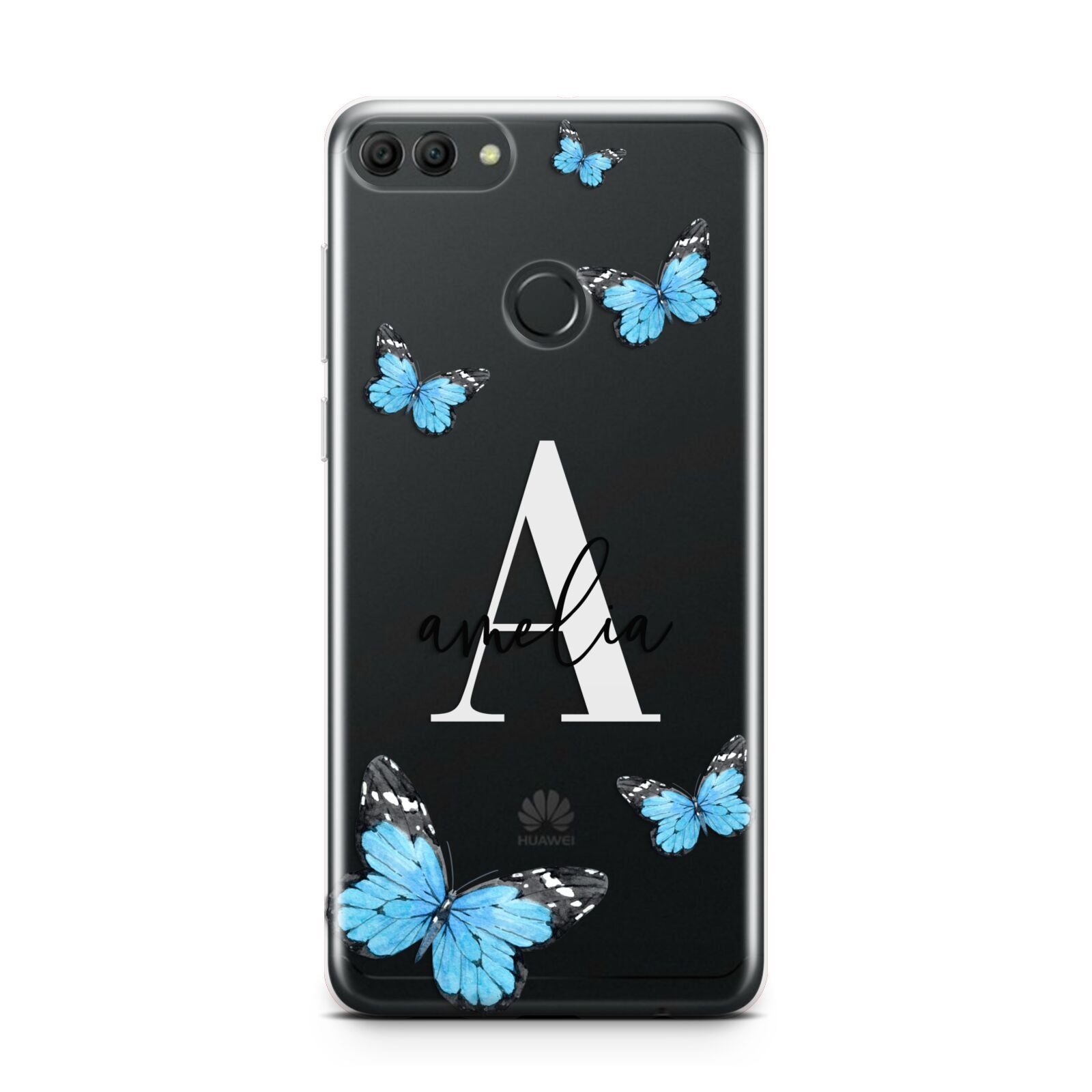 Blue Butterflies with Initial and Name Huawei Y9 2018