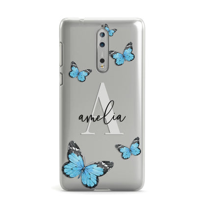 Blue Butterflies with Initial and Name Nokia Case