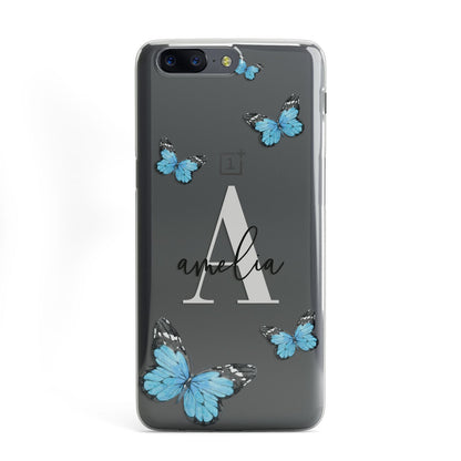 Blue Butterflies with Initial and Name OnePlus Case