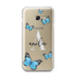 Blue Butterflies with Initial and Name Samsung Galaxy A3 2017 Case on gold phone