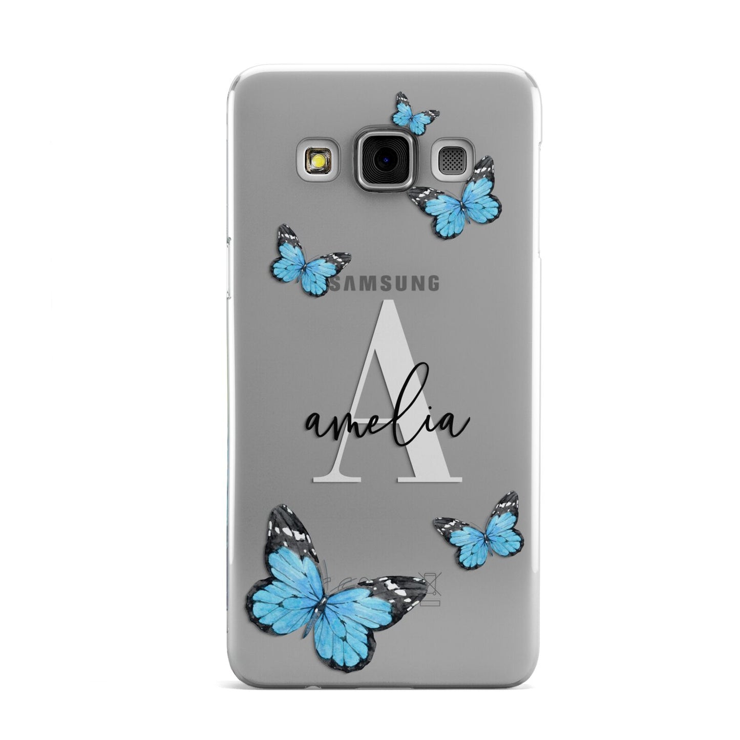 Blue Butterflies with Initial and Name Samsung Galaxy A3 Case