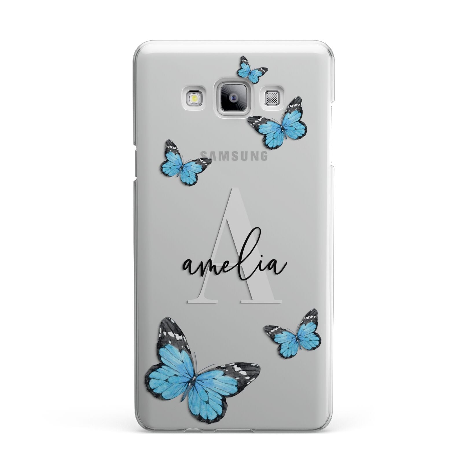Blue Butterflies with Initial and Name Samsung Galaxy A7 2015 Case