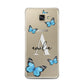 Blue Butterflies with Initial and Name Samsung Galaxy A7 2016 Case on gold phone