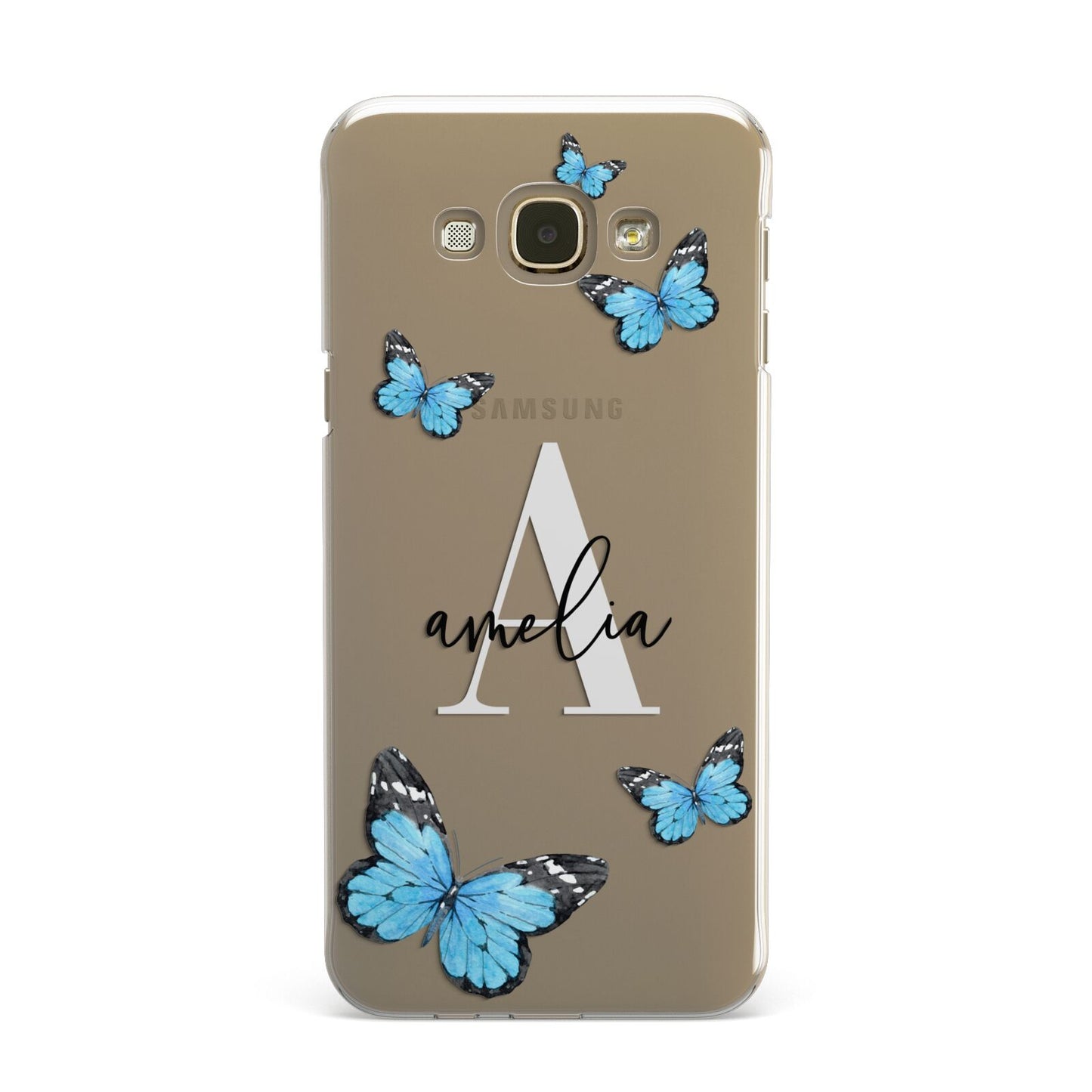 Blue Butterflies with Initial and Name Samsung Galaxy A8 Case