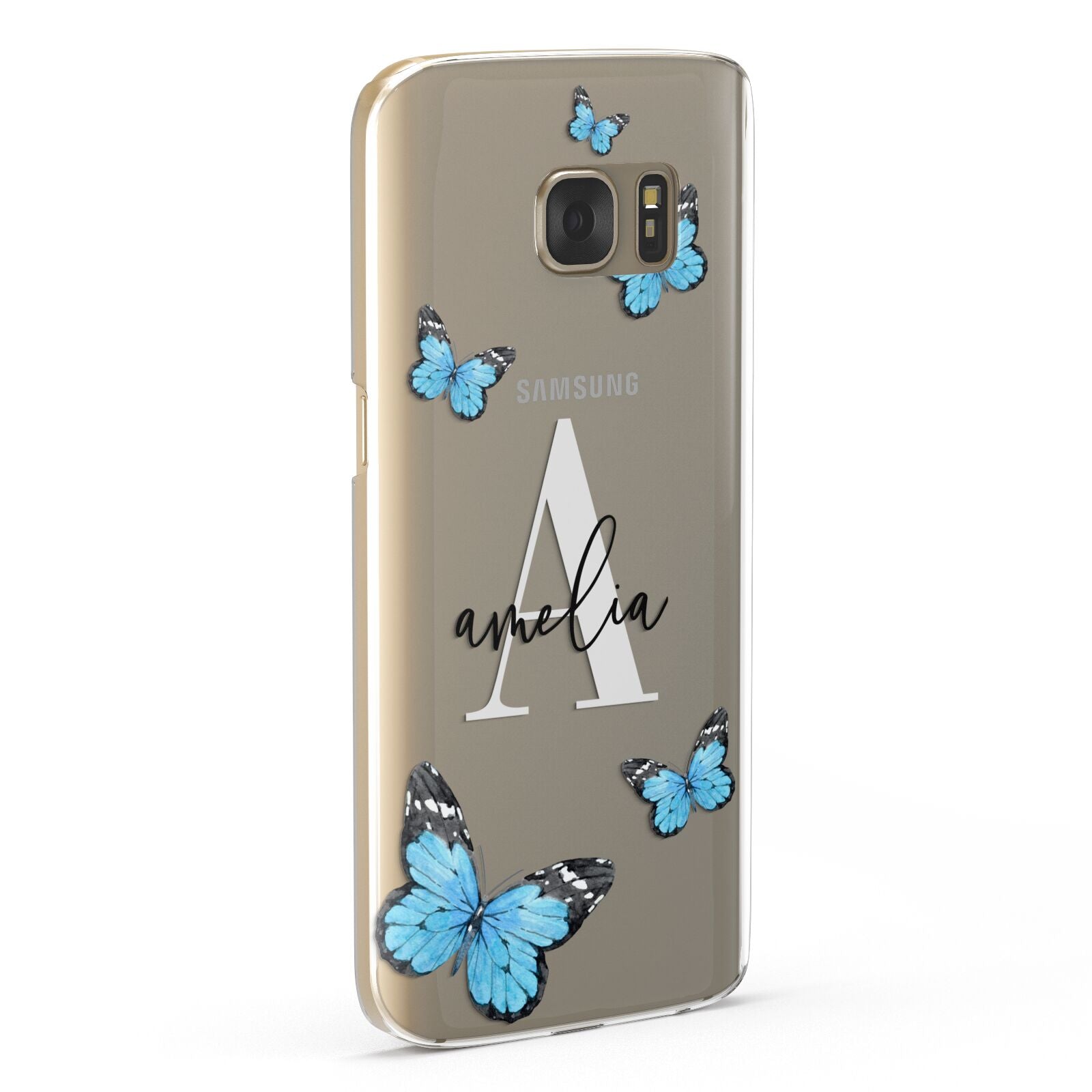 Blue Butterflies with Initial and Name Samsung Galaxy Case Fourty Five Degrees