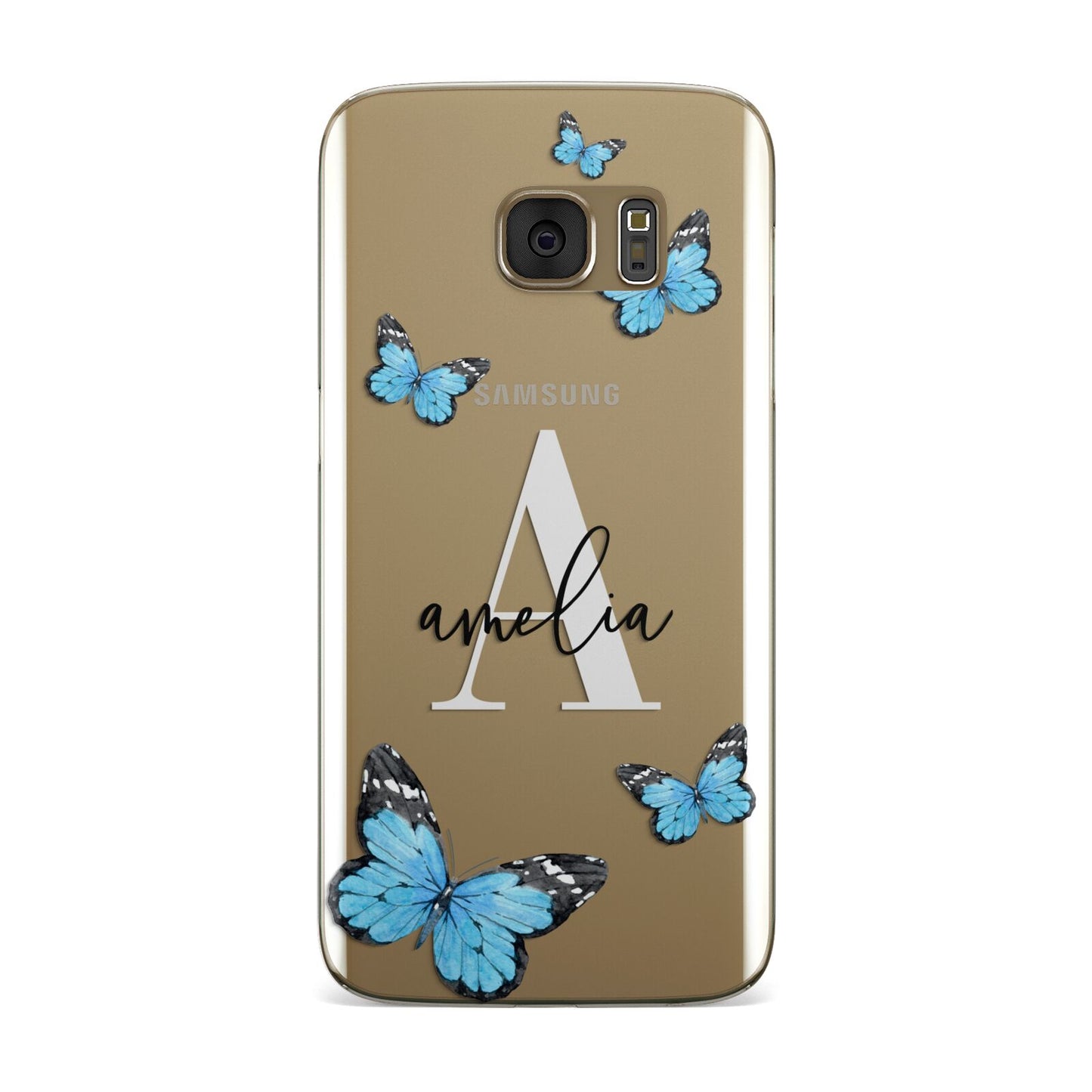 Blue Butterflies with Initial and Name Samsung Galaxy Case