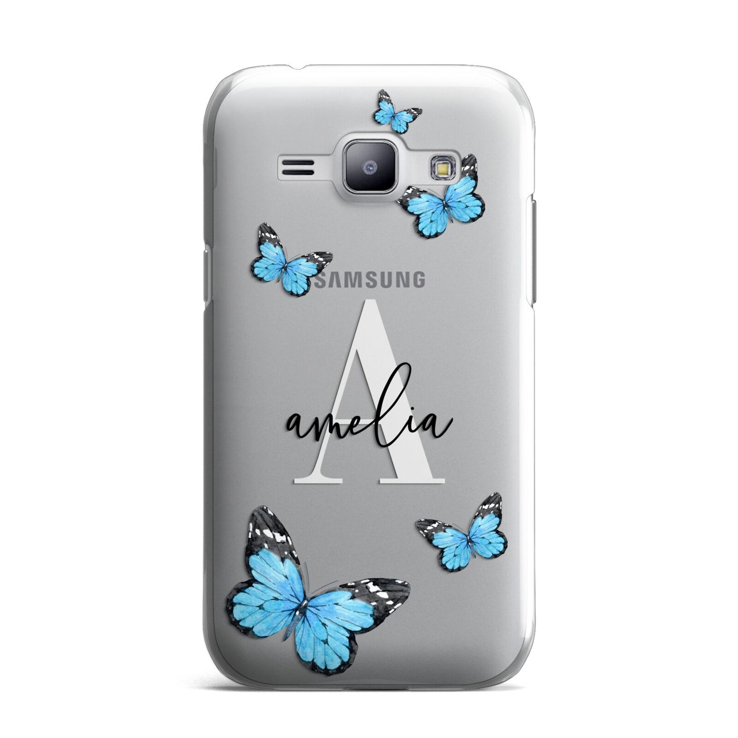Blue Butterflies with Initial and Name Samsung Galaxy J1 2015 Case