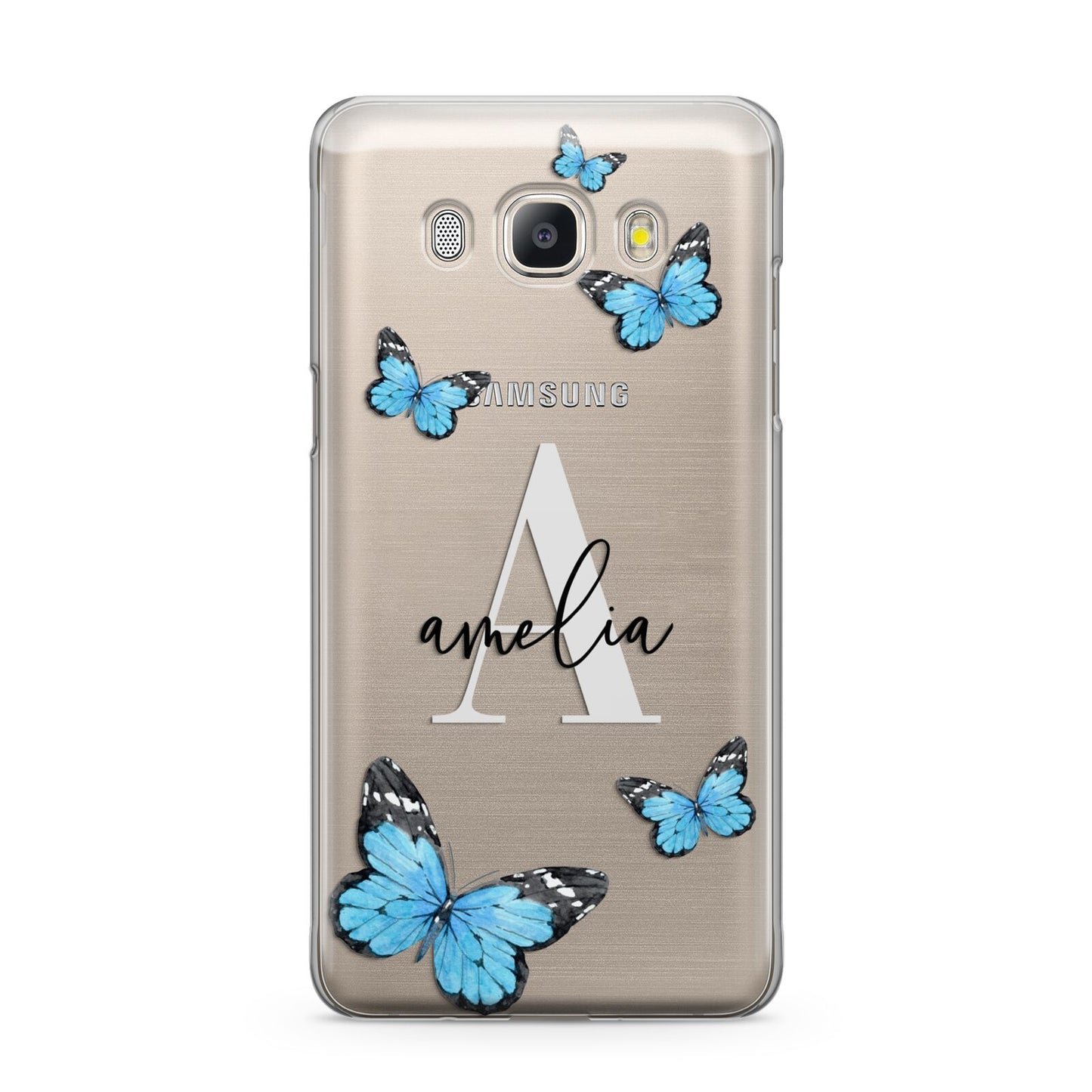Blue Butterflies with Initial and Name Samsung Galaxy J5 2016 Case