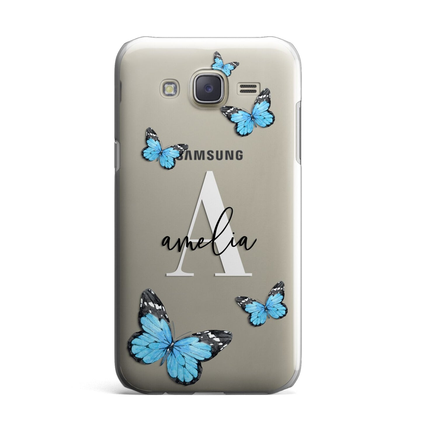 Blue Butterflies with Initial and Name Samsung Galaxy J7 Case