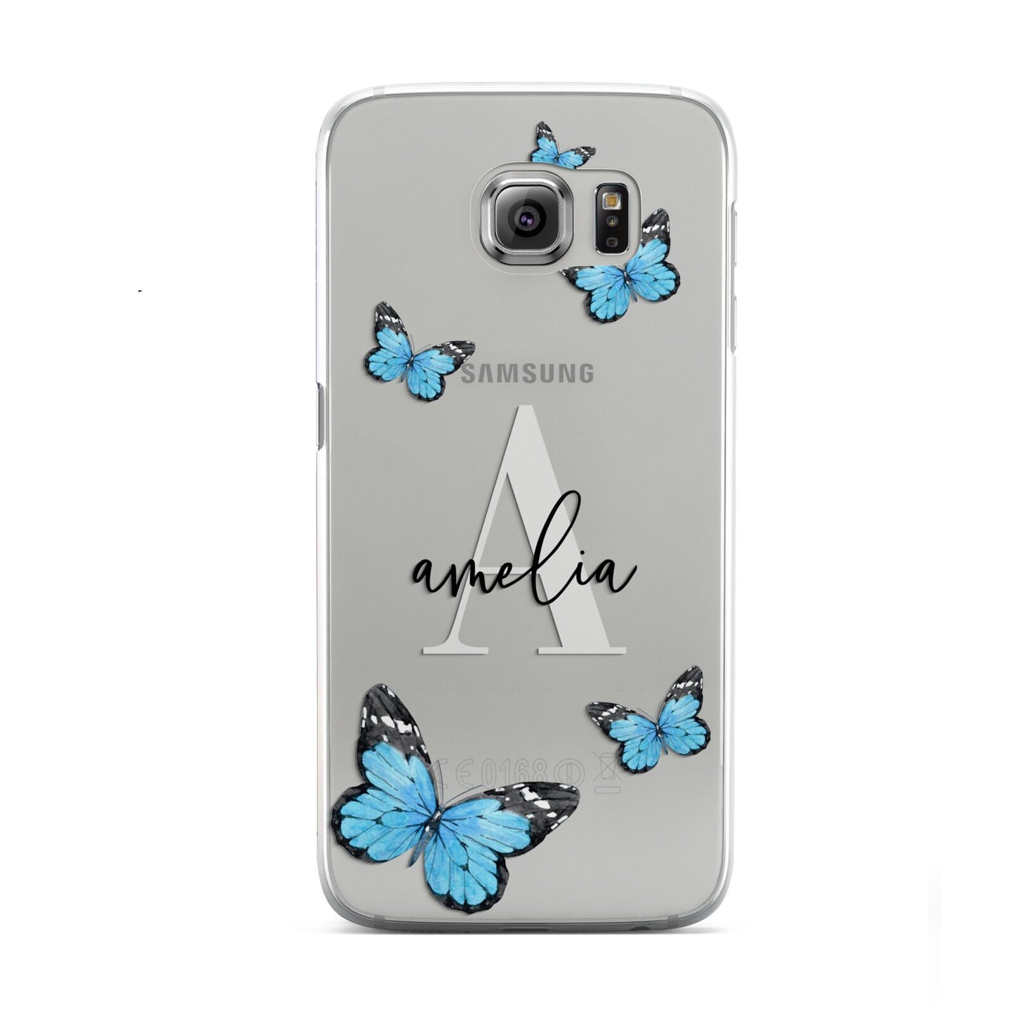 Blue Butterflies with Initial and Name Samsung Galaxy S6 Case