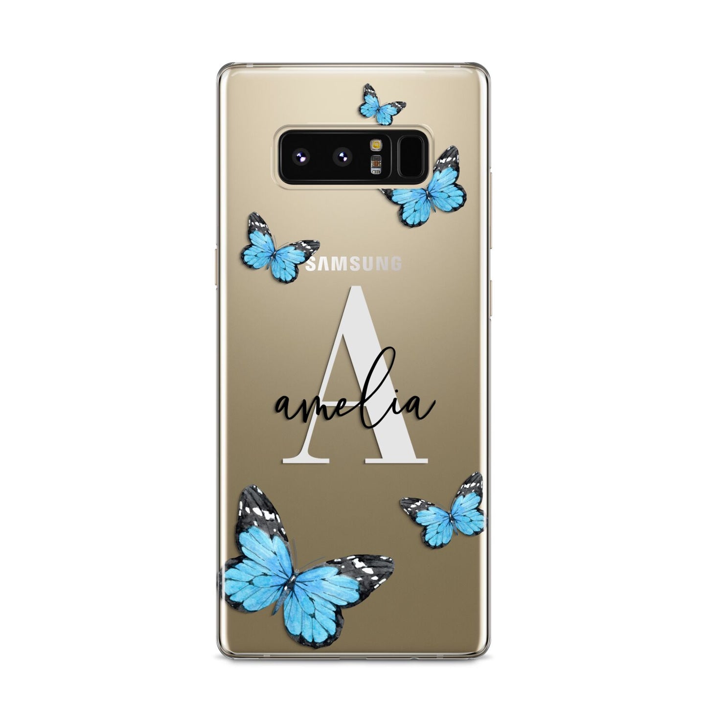 Blue Butterflies with Initial and Name Samsung Galaxy S8 Case