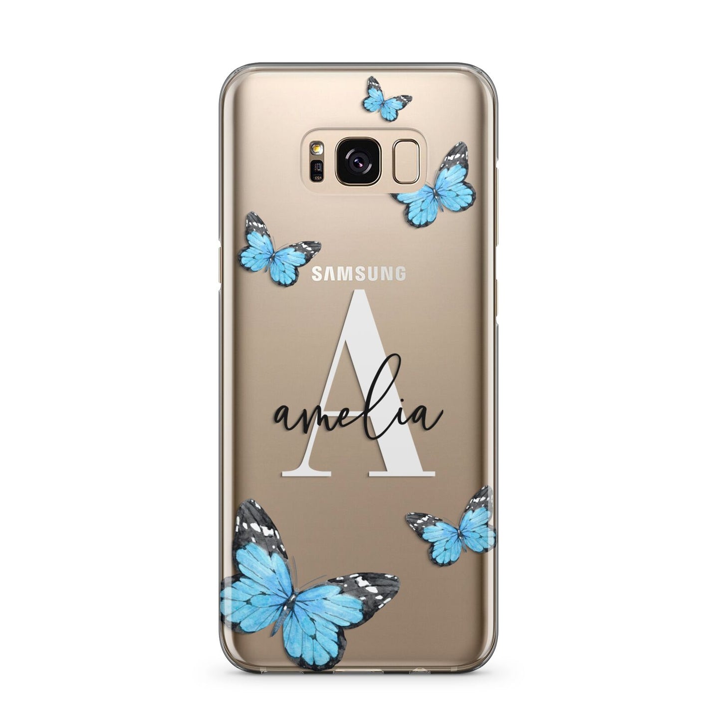 Blue Butterflies with Initial and Name Samsung Galaxy S8 Plus Case