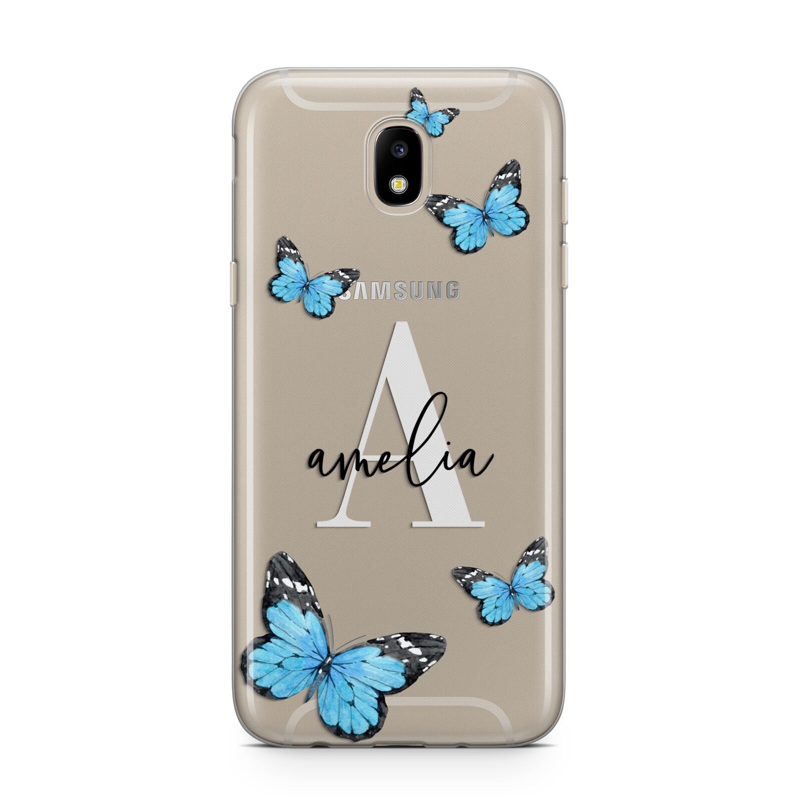 Blue Butterflies with Initial and Name Samsung J5 2017 Case