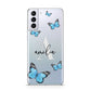 Blue Butterflies with Initial and Name Samsung S21 Plus Phone Case