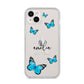 Blue Butterflies with Initial and Name iPhone 14 Plus Clear Tough Case Starlight