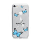 Blue Butterflies with Initial and Name iPhone 7 Bumper Case on Silver iPhone