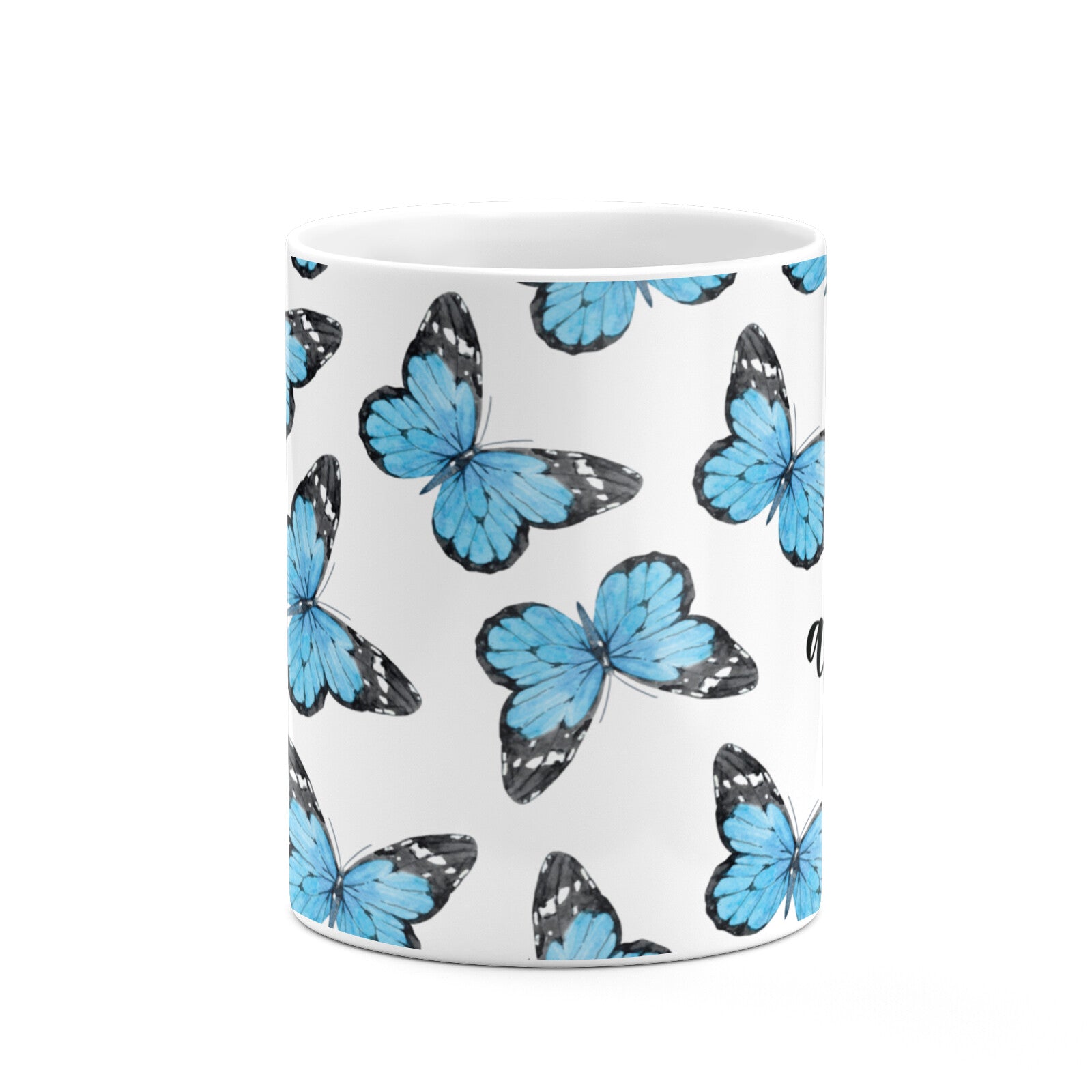 Blue Butterflies with Name 10oz Mug Alternative Image 7