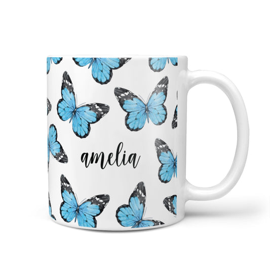 Blue Butterflies with Name 10oz Mug