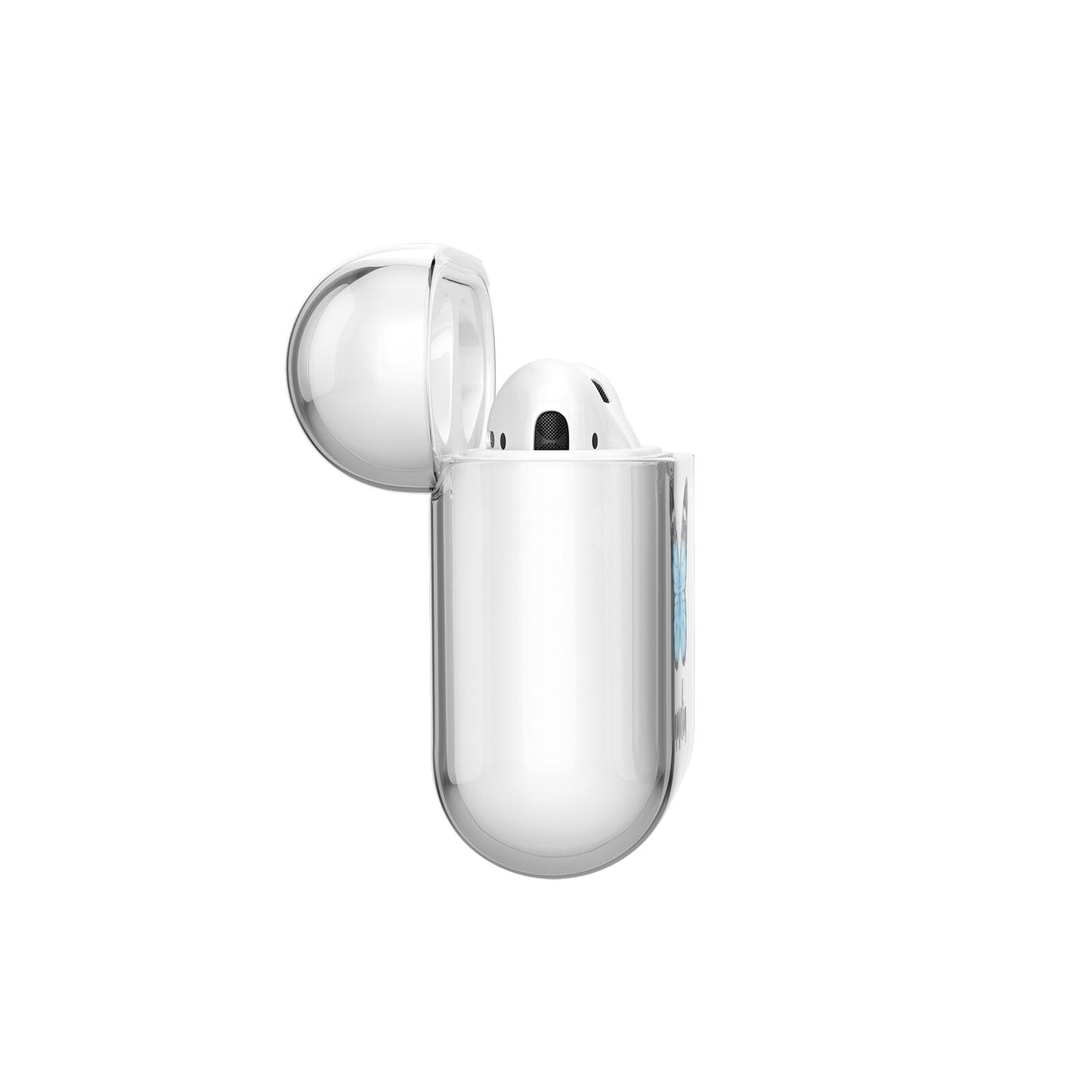 Blue Butterflies with Name AirPods Case Side Angle