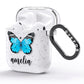 Blue Butterflies with Name AirPods Glitter Case Side Image