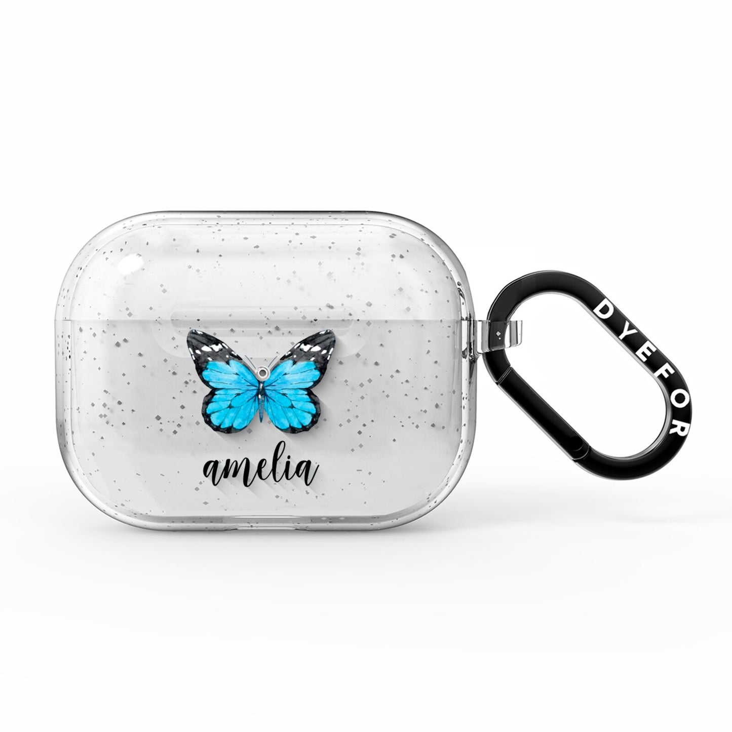 Blue Butterflies with Name AirPods Pro Glitter Case