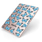 Blue Butterflies with Name Apple iPad Case on Rose Gold iPad Side View