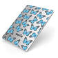 Blue Butterflies with Name Apple iPad Case on Silver iPad Side View
