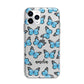 Blue Butterflies with Name Apple iPhone 11 Pro in Silver with Bumper Case