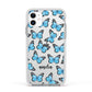 Blue Butterflies with Name Apple iPhone 11 in White with White Impact Case