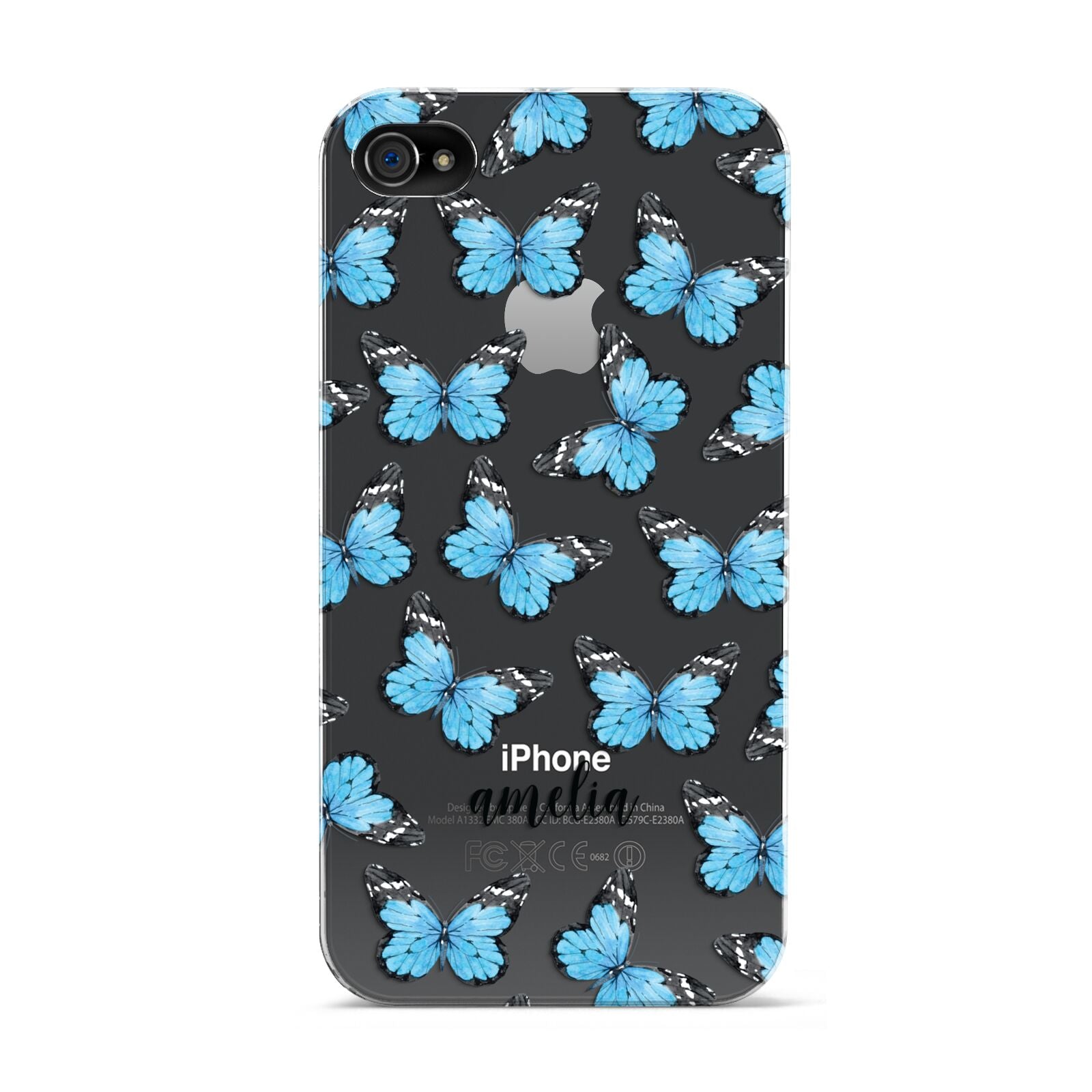 Blue Butterflies with Name Apple iPhone 4s Case