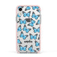Blue Butterflies with Name Apple iPhone XR Impact Case Pink Edge on Silver Phone
