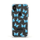 Blue Butterflies with Name Apple iPhone Xs Impact Case White Edge on Black Phone
