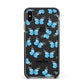 Blue Butterflies with Name Apple iPhone Xs Max Impact Case Black Edge on Black Phone