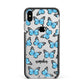Blue Butterflies with Name Apple iPhone Xs Max Impact Case Black Edge on Silver Phone