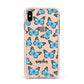 Blue Butterflies with Name Apple iPhone Xs Max Impact Case Pink Edge on Gold Phone