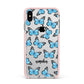 Blue Butterflies with Name Apple iPhone Xs Max Impact Case Pink Edge on Silver Phone