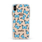 Blue Butterflies with Name Apple iPhone Xs Max Impact Case White Edge on Gold Phone