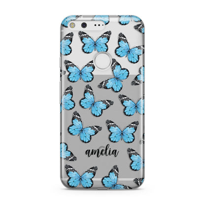 Blue Butterflies with Name Google Pixel Case