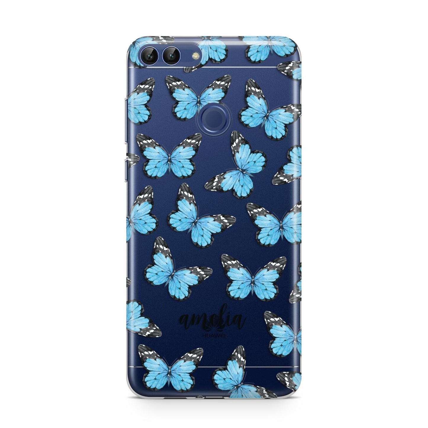 Blue Butterflies with Name Huawei P Smart Case