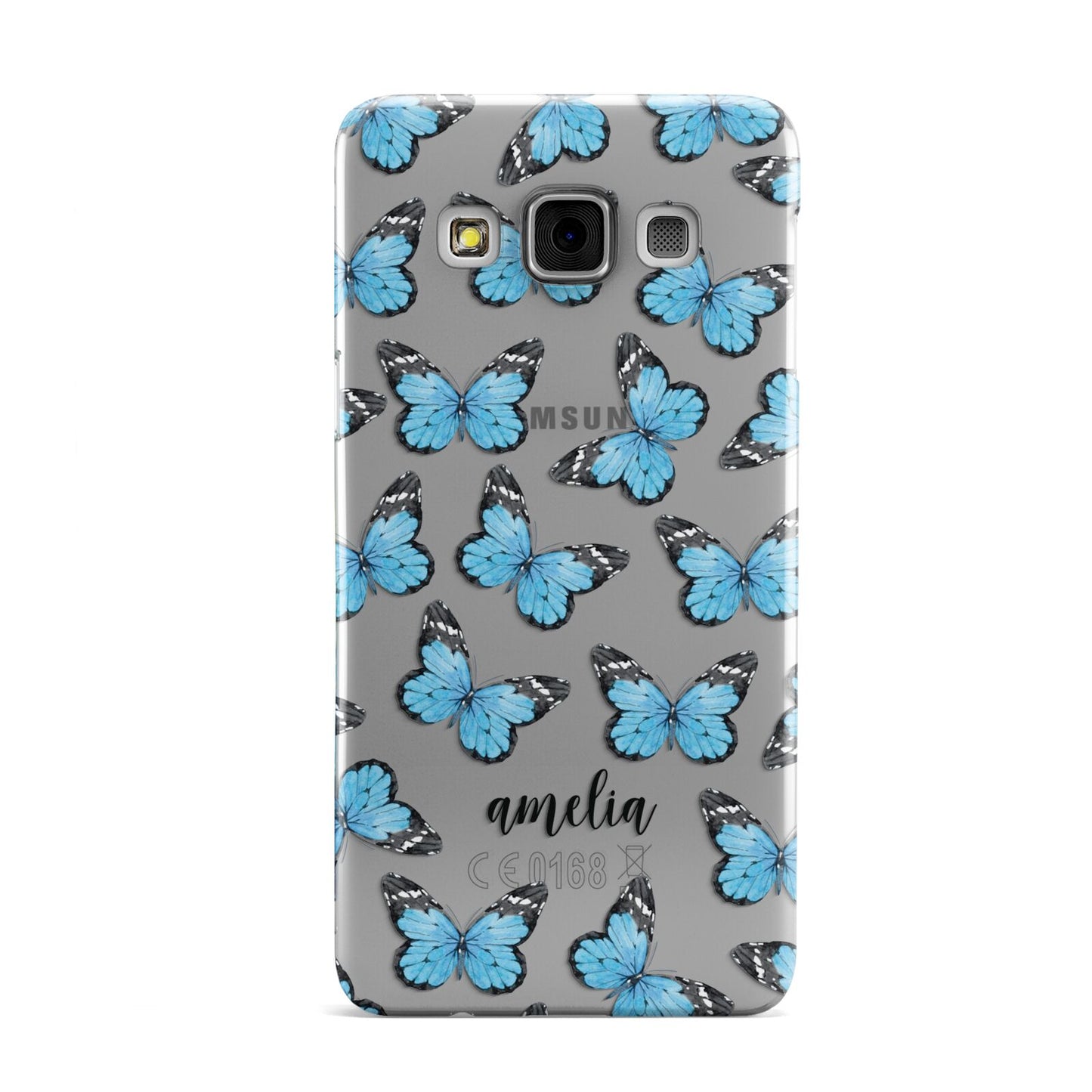 Blue Butterflies with Name Samsung Galaxy A3 Case