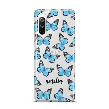 Blue Butterflies with Name Sony Xperia 10 III Case