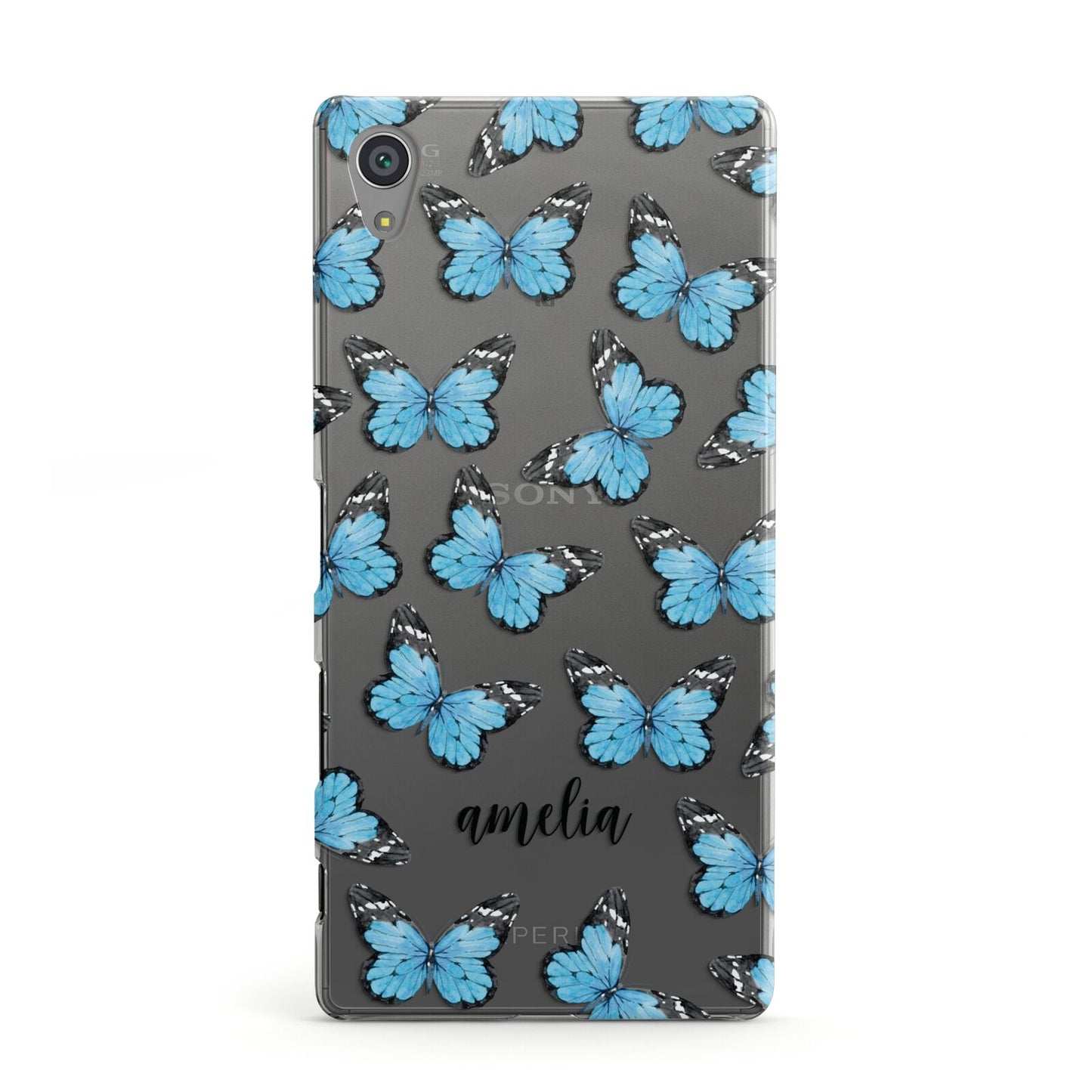 Blue Butterflies with Name Sony Xperia Case
